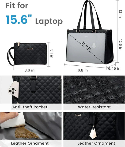 Luxury Quilted Multifunction Tote + Shoulder Pouch
