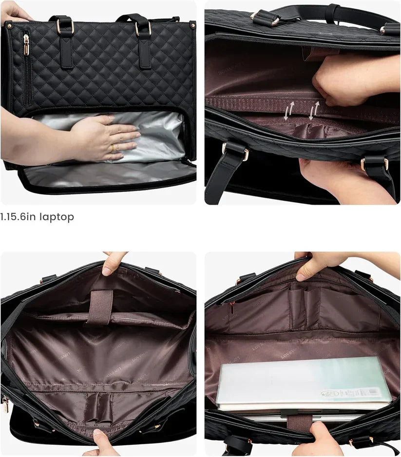 Luxury Quilted Multifunction Tote + Shoulder Pouch