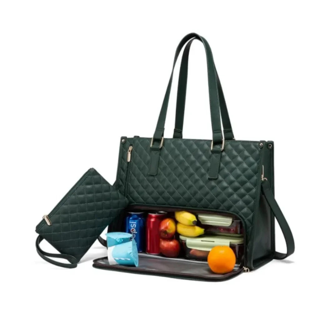 Luxury Quilted Multifunction Tote + Shoulder Pouch