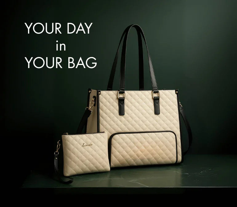 Luxury Quilted Multifunction Tote + Shoulder Pouch