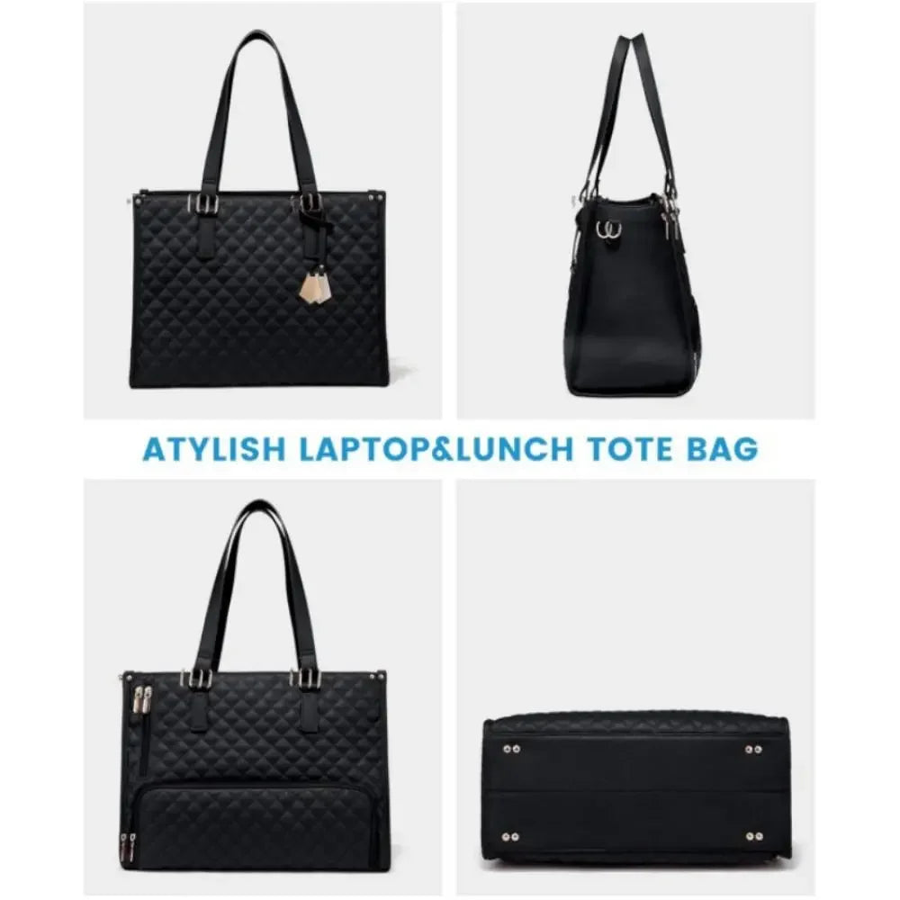 Luxury Quilted Multifunction Tote + Shoulder Pouch
