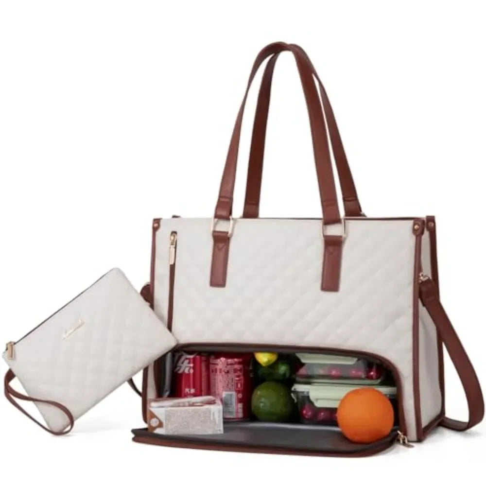 Luxury Quilted Multifunction Tote + Shoulder Pouch